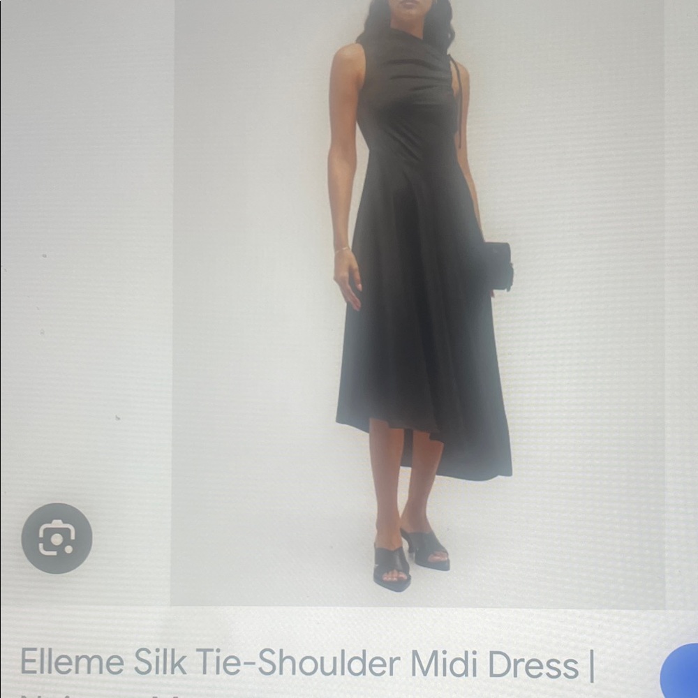 Elleme Black Silk Tie-Shoulder Midi Dress